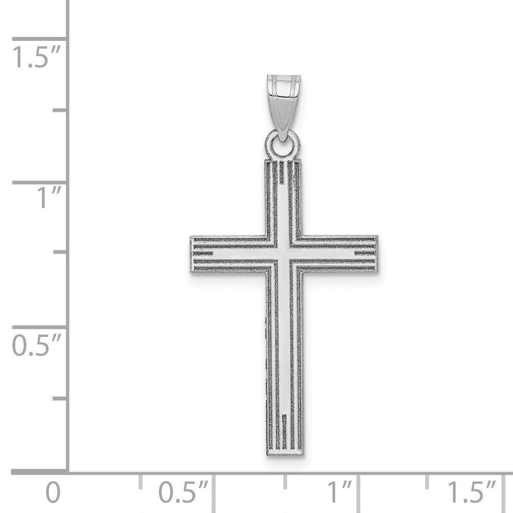 FJC Finejewelers 14 kt White Gold Solid Laser Etched Cross Charm 36 mm x 18 mm