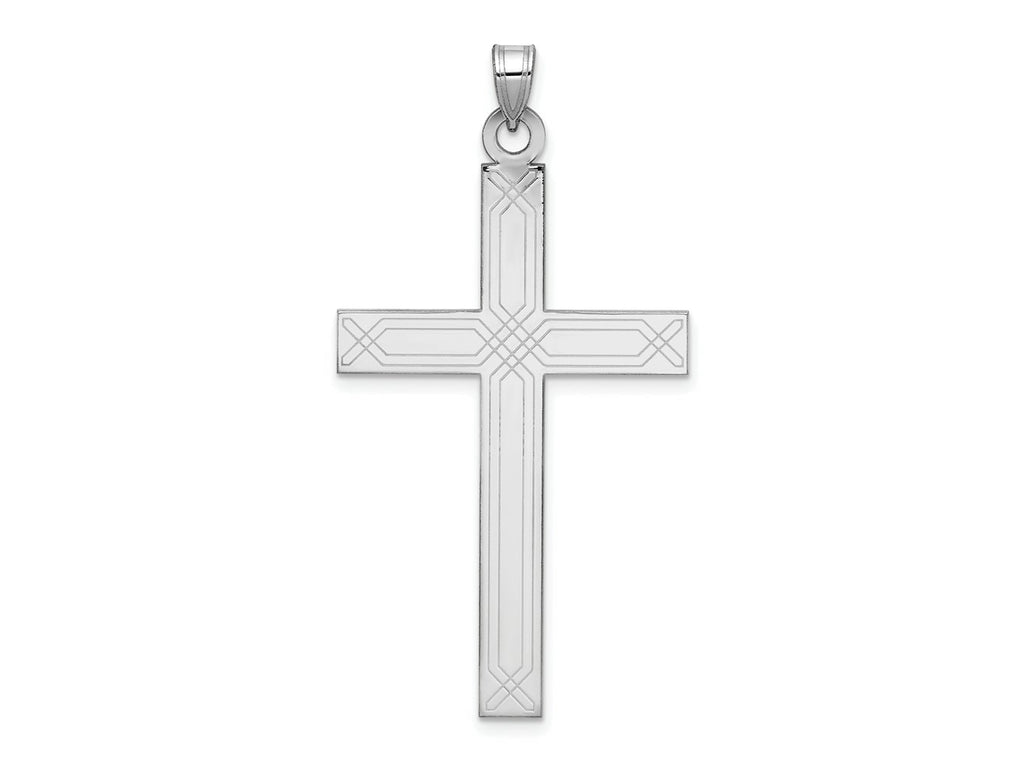 FJC Finejewelers 14 kt White Gold Solid Laser Etched Cross Charm 48 mm x 25 mm