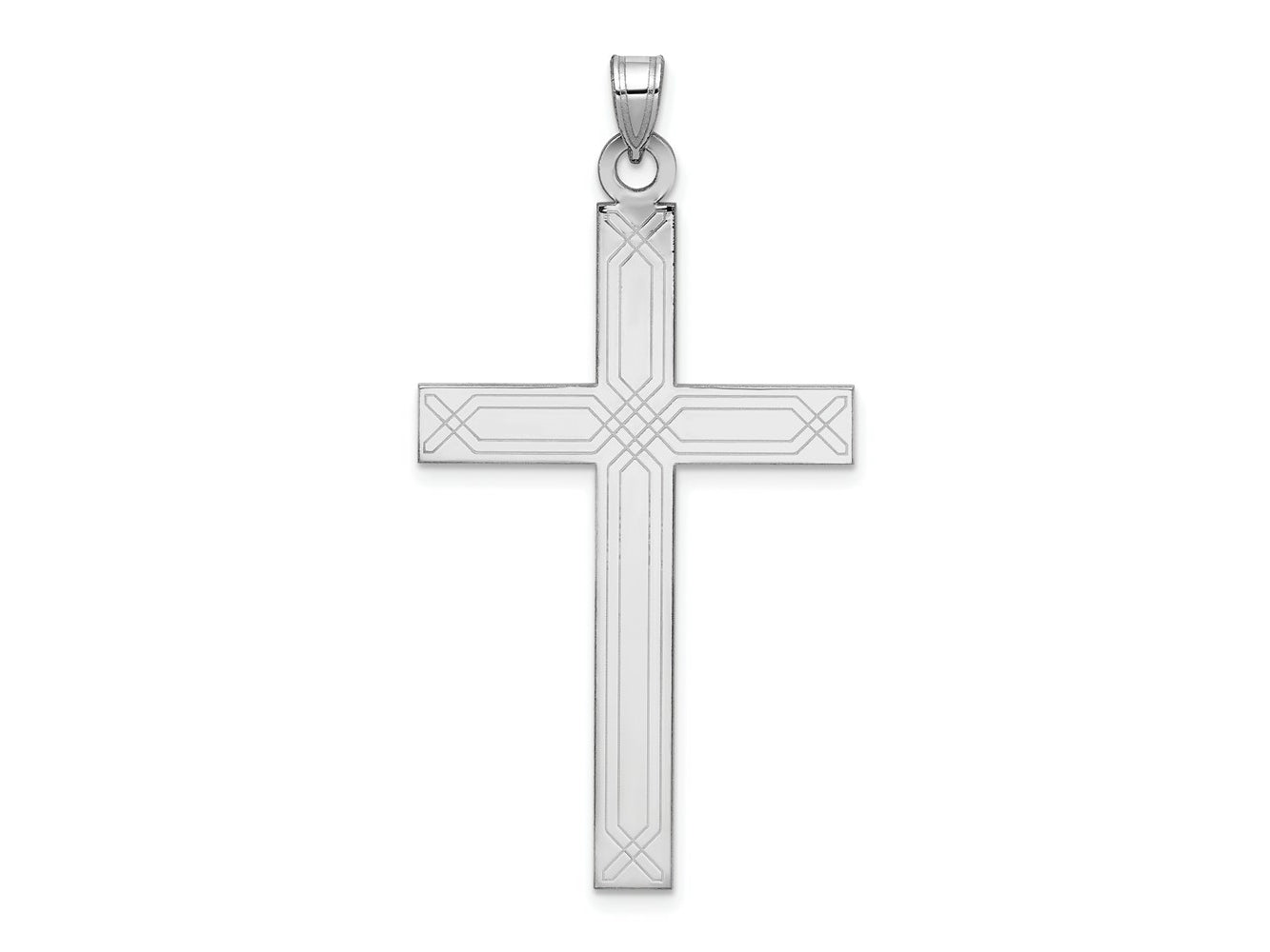 FJC Finejewelers 14 kt White Gold Solid Laser Etched Cross Charm 48 mm x 25 mm