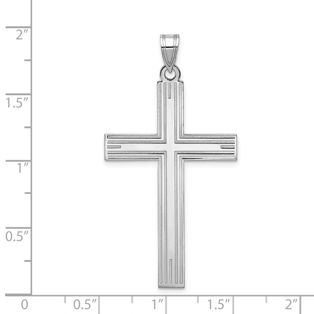 FJC Finejewelers 14 kt White Gold Solid Laser Etched Cross Charm 49 mm x 25 mm