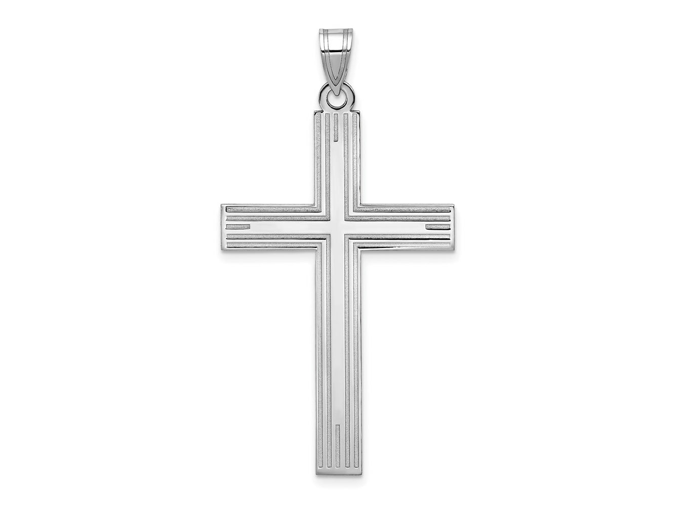 FJC Finejewelers 14 kt White Gold Solid Laser Etched Cross Charm 49 mm x 25 mm