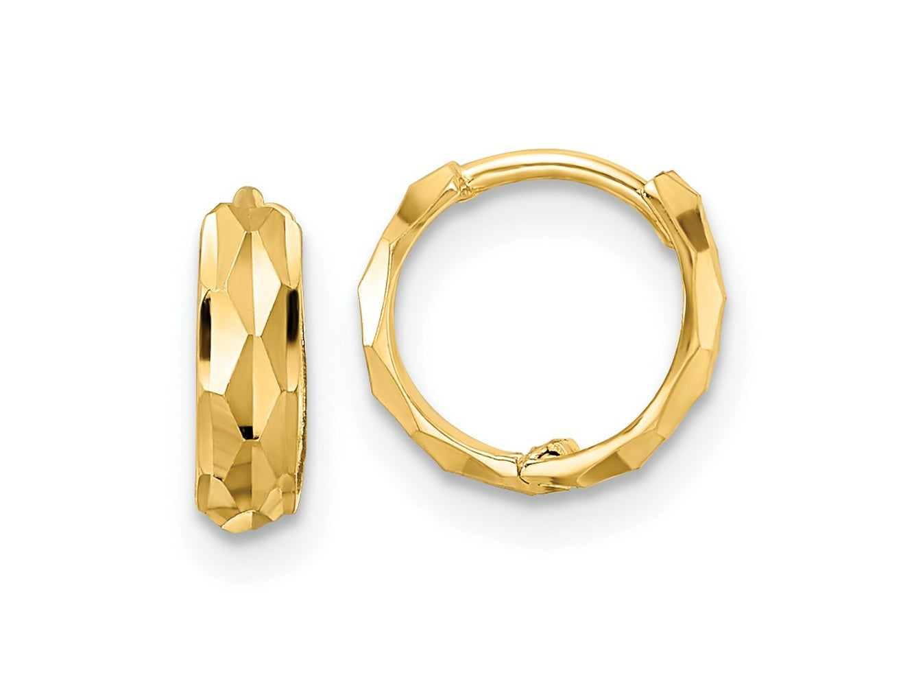 FJC Finejewelers 14 kt Yellow Gold Bright Cut Hinged Hoop Earrings 9 x 9 mm