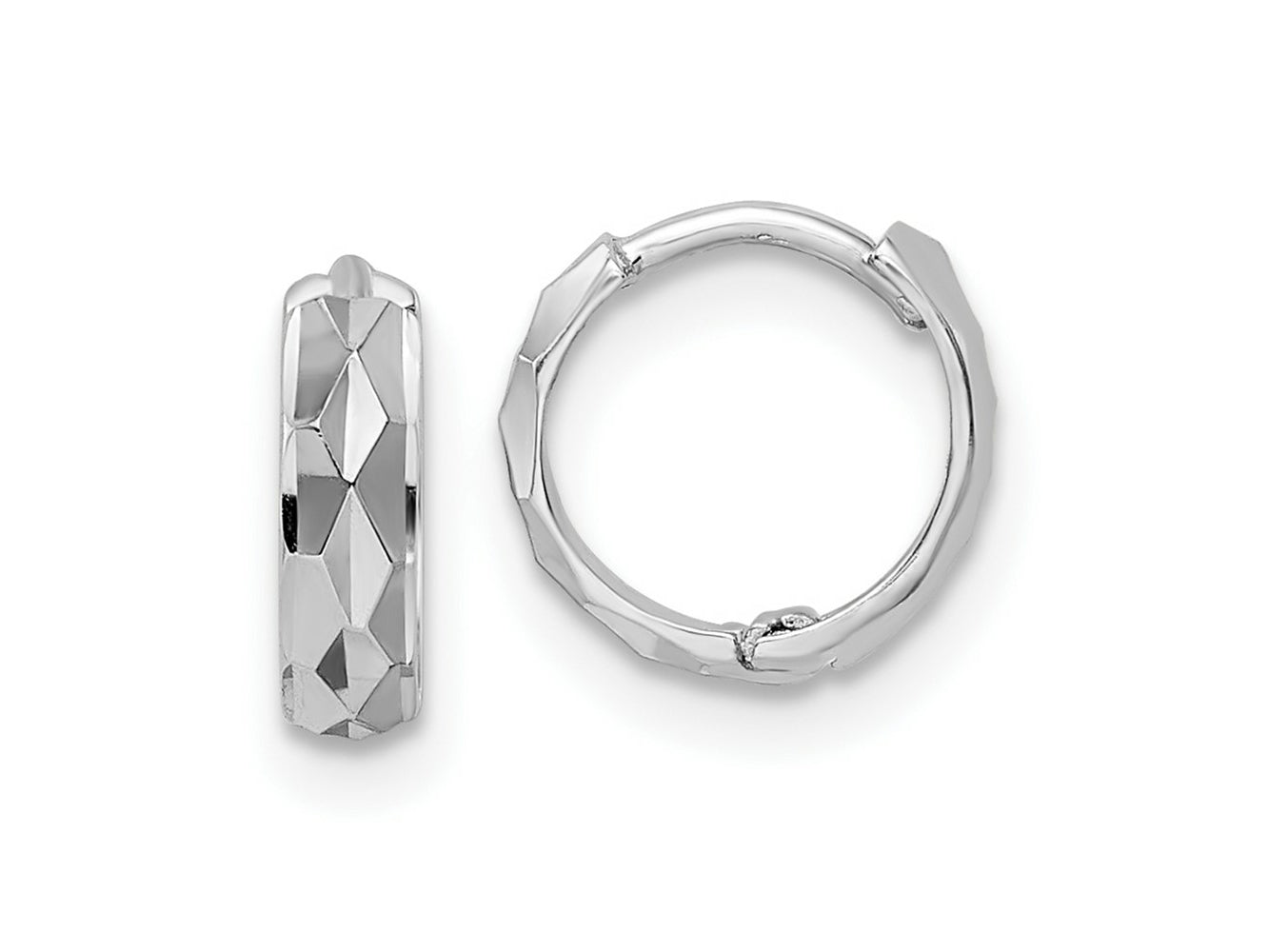 FJC Finejewelers 14 kt White Gold Hoops Bright Cut Hinged Hoop Earrings 9 mm x 9 mm