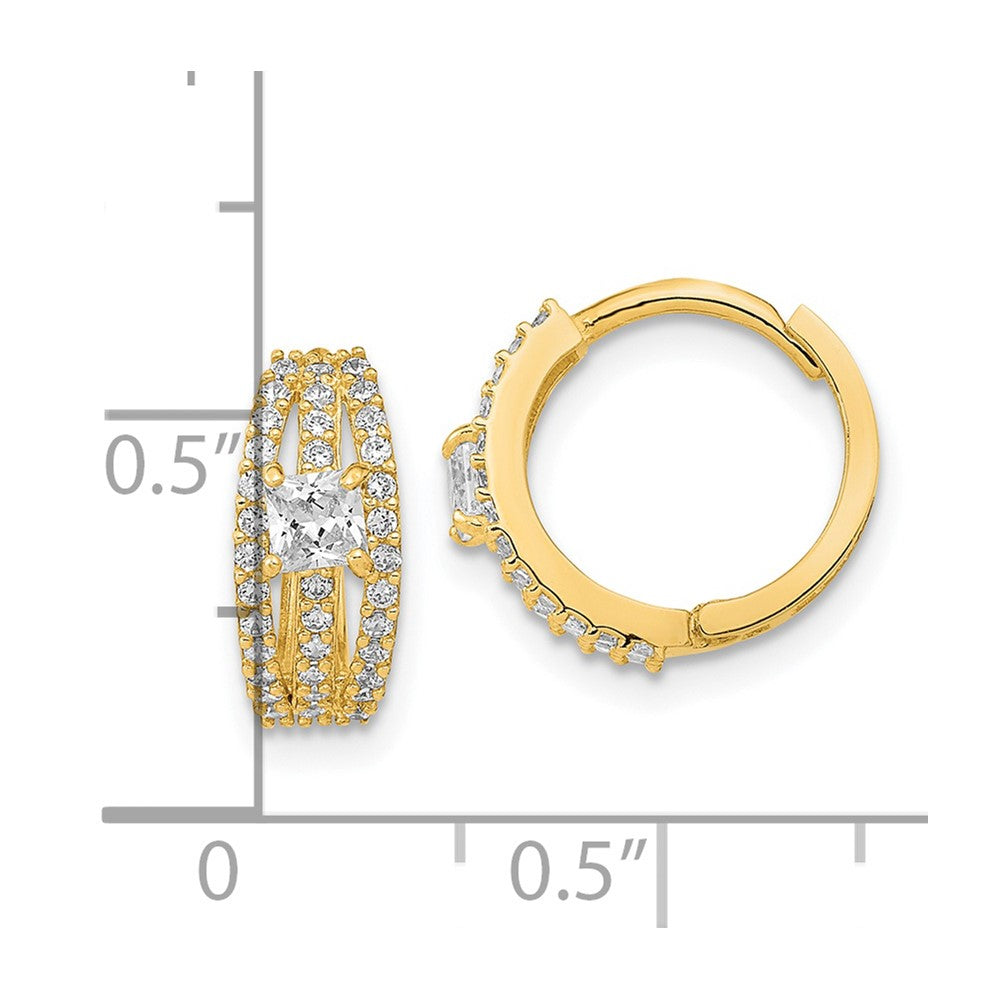 FJC Finejewelers 14 kt Yellow Gold Polished Fancy CZ Hoop Earrings 12 x 12 mm