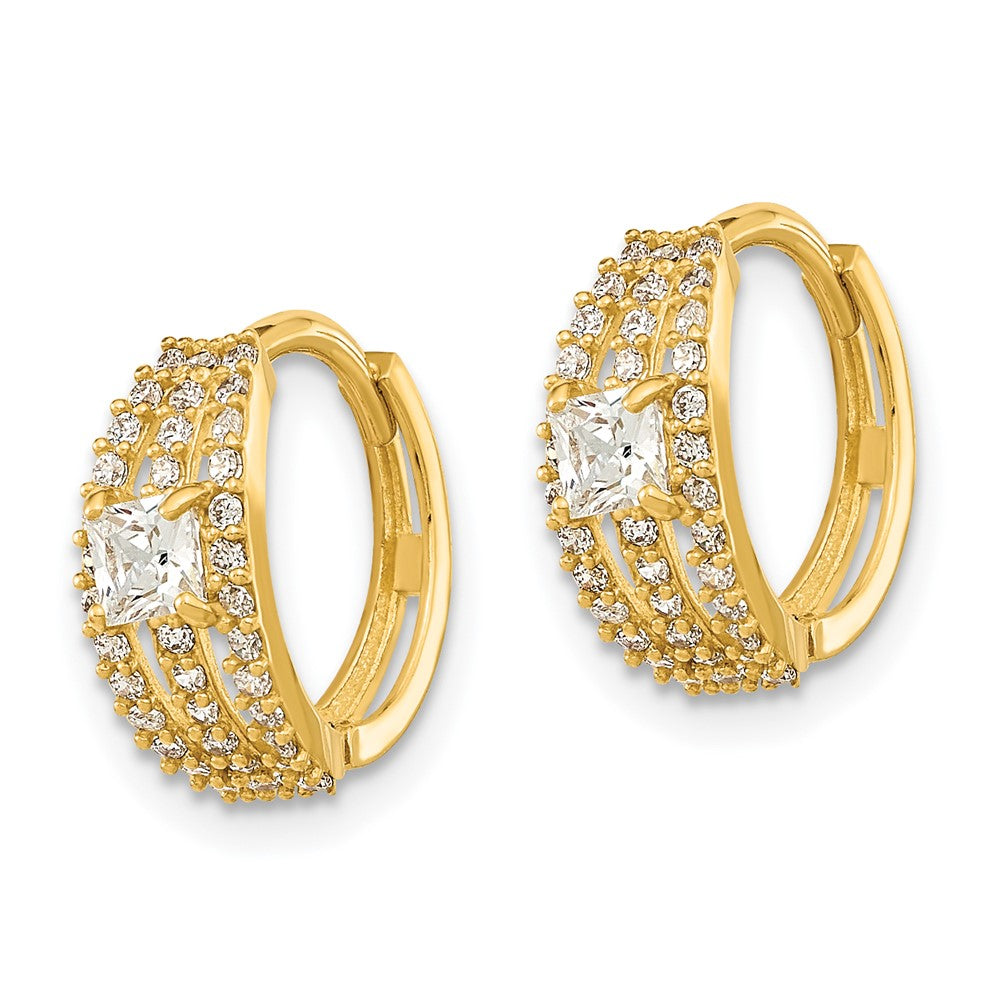 FJC Finejewelers 14 kt Yellow Gold Polished Fancy CZ Hoop Earrings 12 x 12 mm