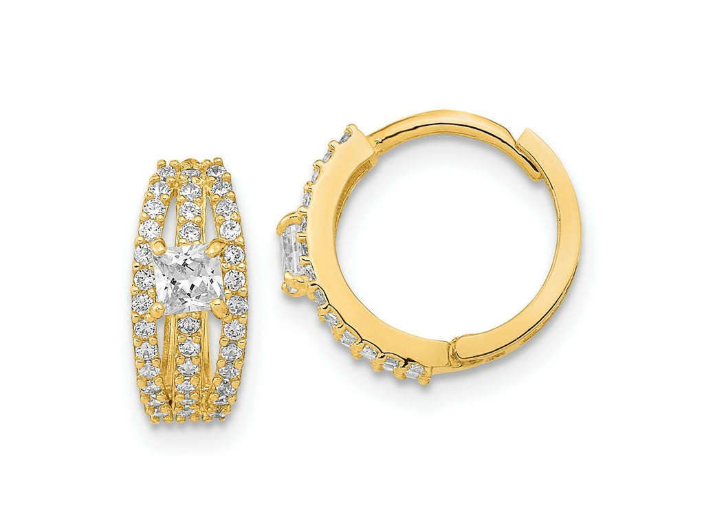 FJC Finejewelers 14 kt Yellow Gold Polished Fancy CZ Hoop Earrings 12 x 12 mm