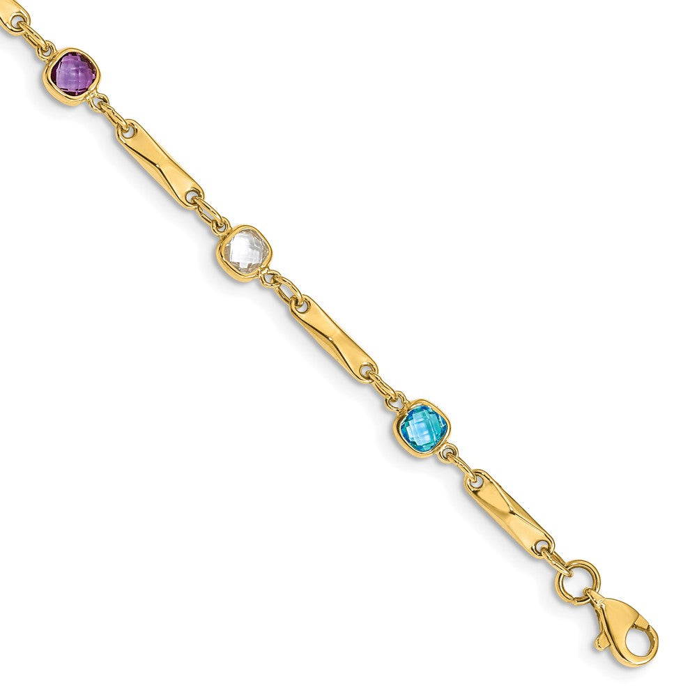 FJC Finejewelers 14 kt Yellow Gold Multi Color Fancy Link Bracelet 7 Inches x 5 mm