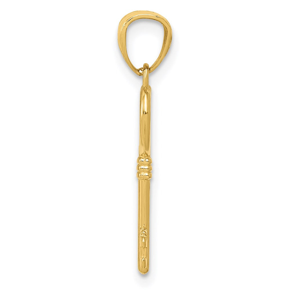 FJC Finejewelers 14 kt Yellow Gold Polished 3D Heart Key Charm 23 x 7 mm