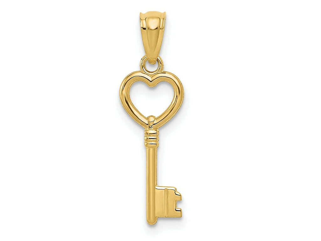 FJC Finejewelers 14 kt Yellow Gold Polished 3D Heart Key Charm 23 x 7 mm