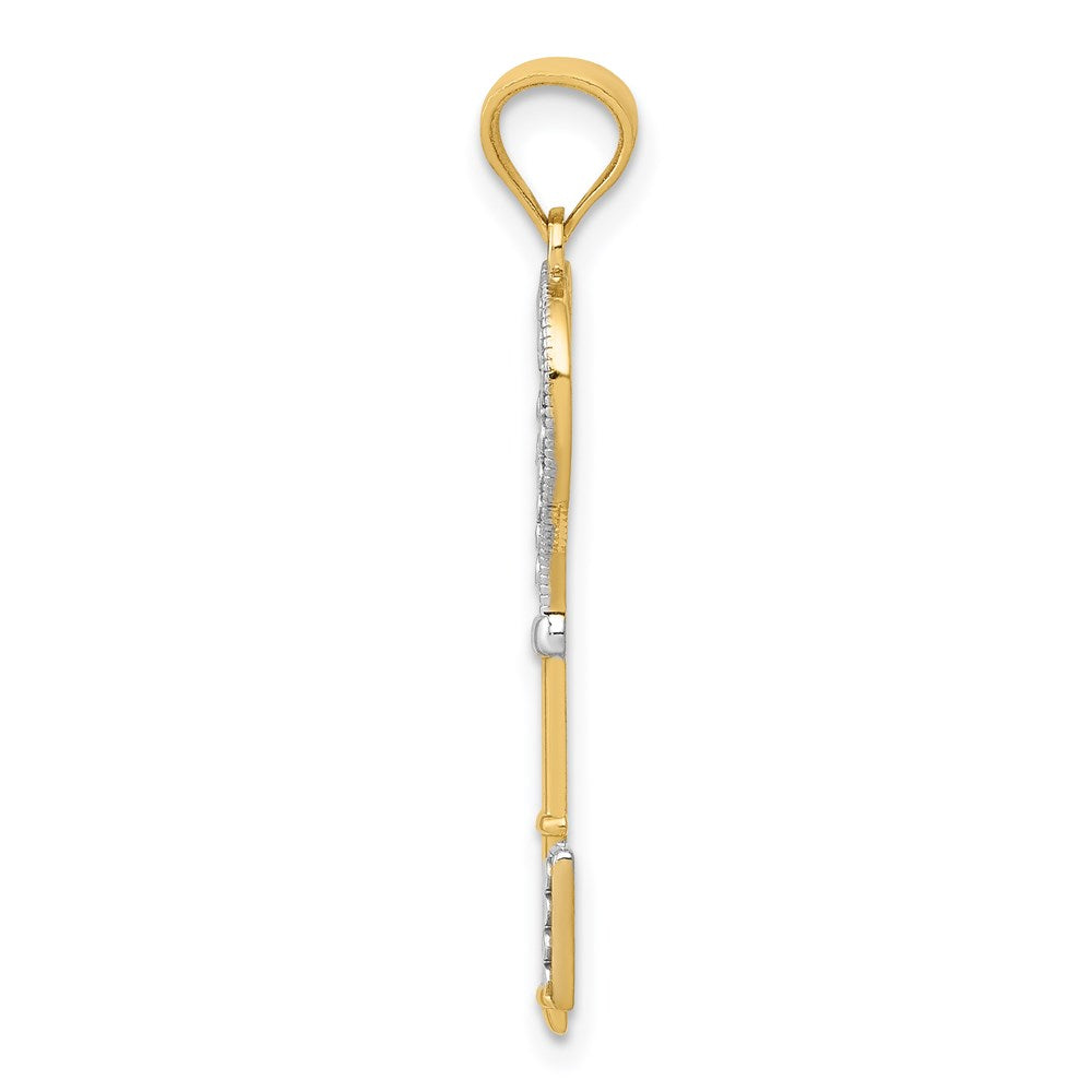 FJC Finejewelers 14 kt Yellow Gold with White Rhodium Polished Heart Key Charm 30 x 10 mm