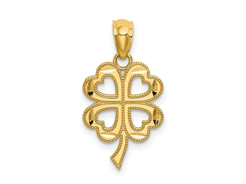 FJC Finejewelers 14 kt Yellow Gold Bright Cut Four Leaf Clover Charm 20 x 10 mm