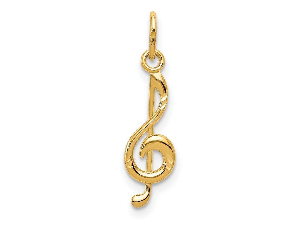 FJC Finejewelers 14 kt Yellow Gold Bright Cut Treble Clef Charm 21 x 5 mm