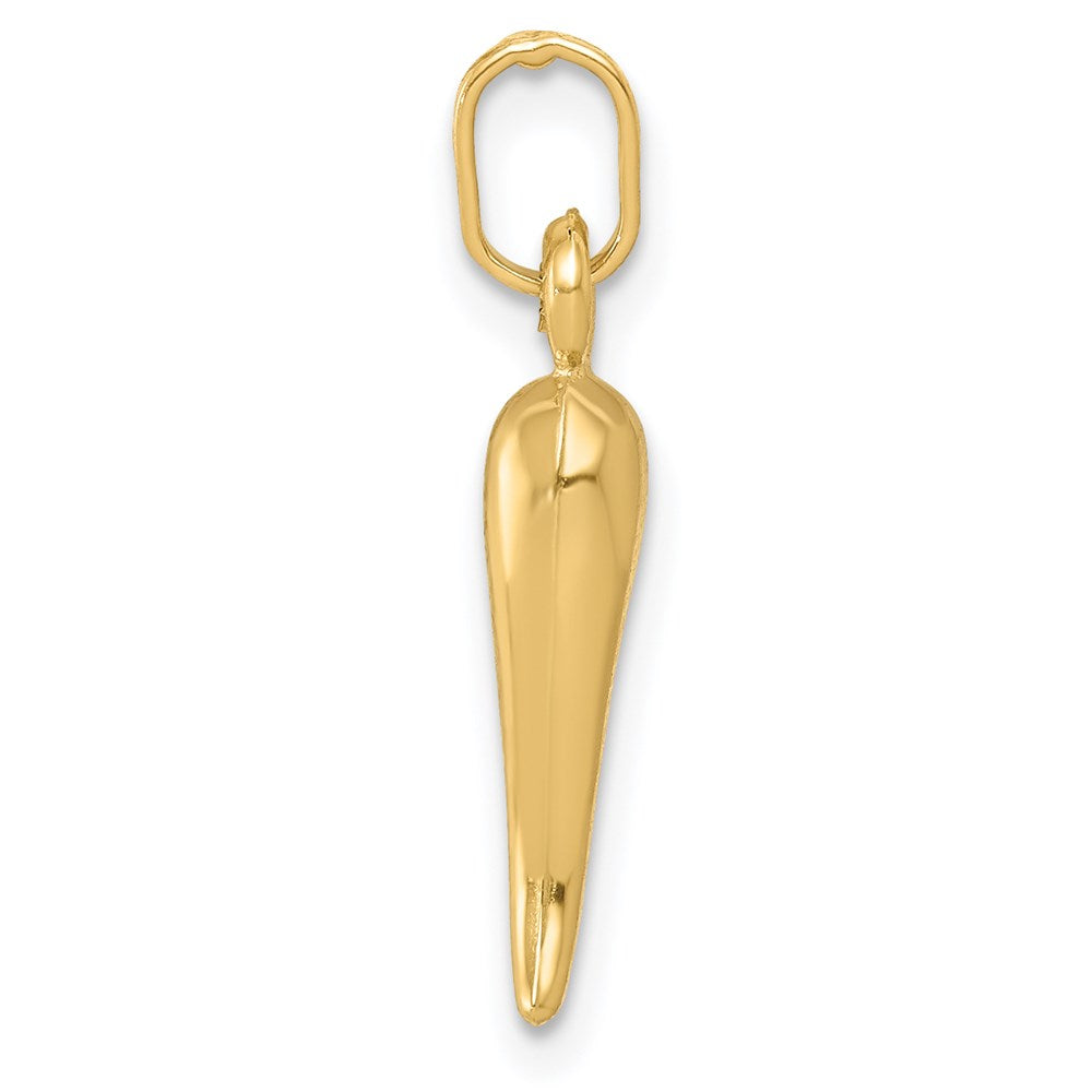 FJC Finejewelers 14 kt Yellow Gold Hollow Italian Horn Charm 20 x 5 mm