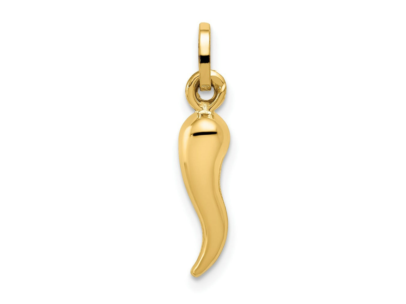FJC Finejewelers 14 kt Yellow Gold Hollow Italian Horn Charm 20 x 5 mm