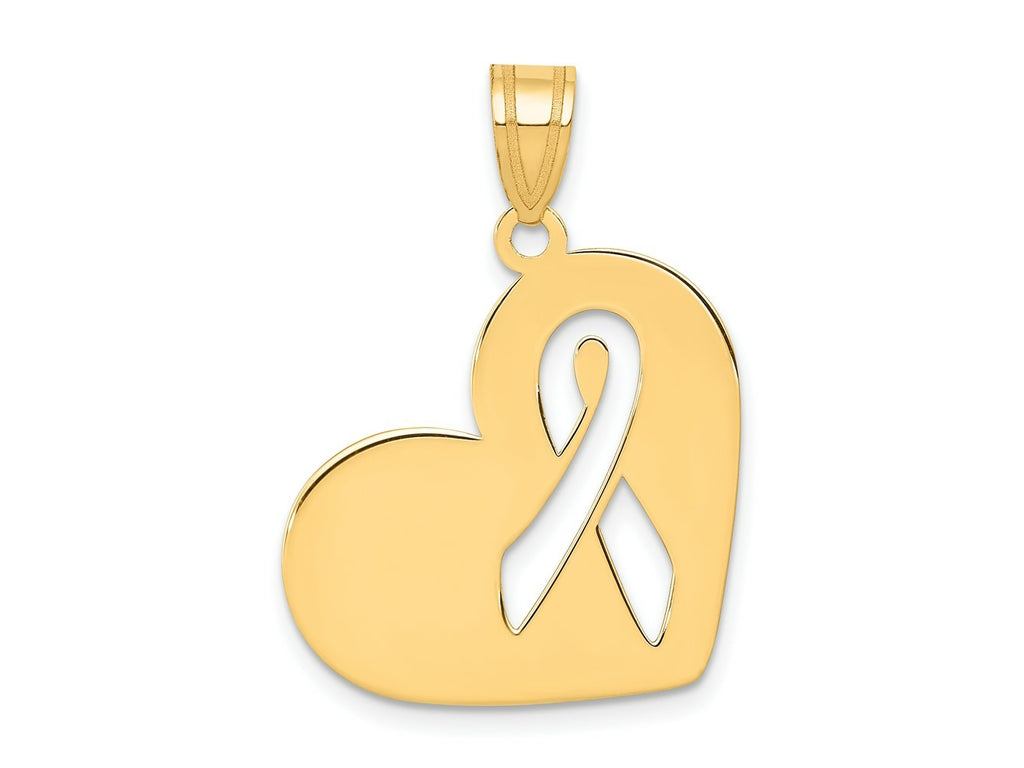 FJC Finejewelers 14 kt Yellow Gold Heart W/Cut Out Awareness Ribbon Charm