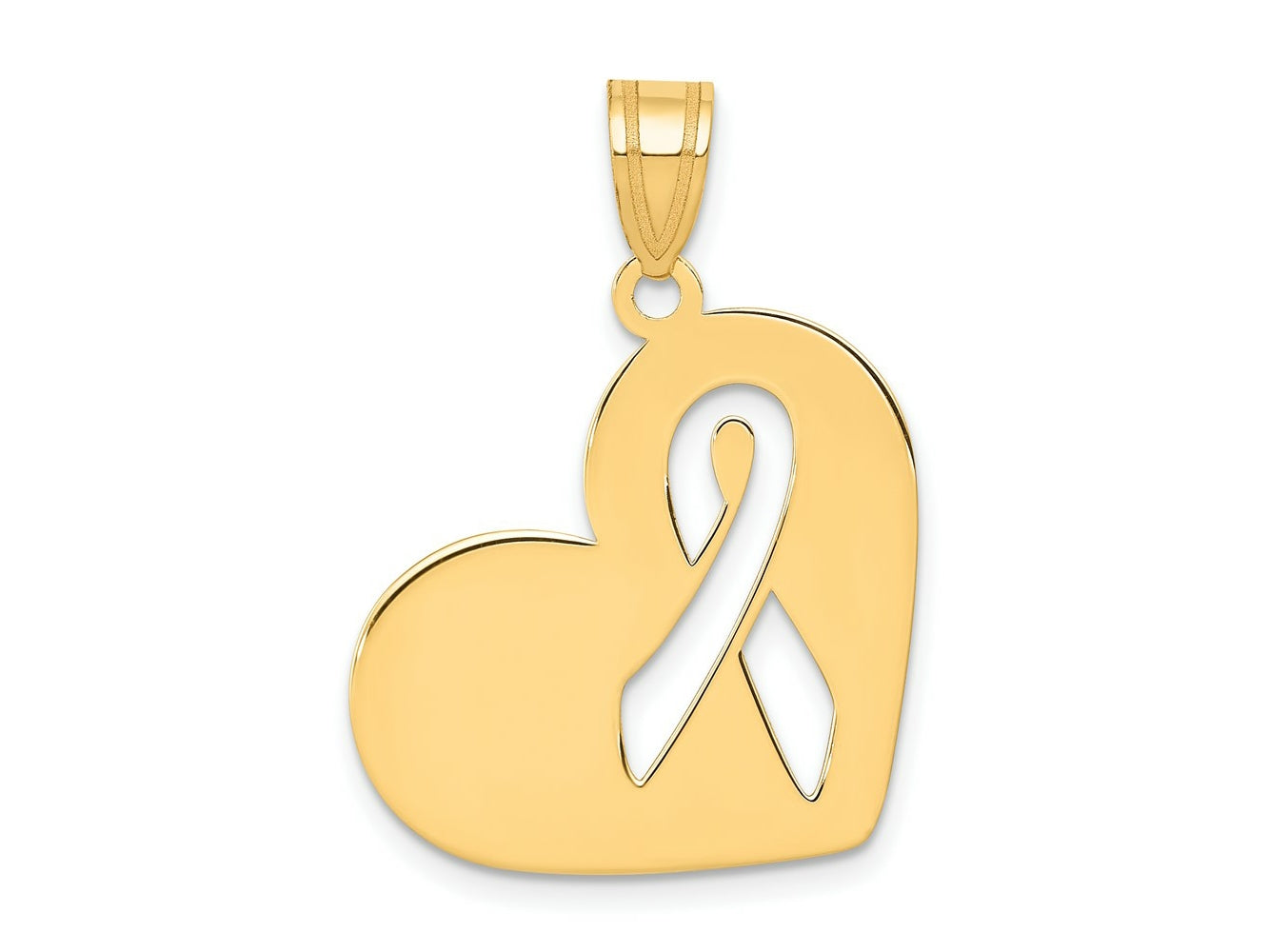 FJC Finejewelers 14 kt Yellow Gold Heart W/Cut Out Awareness Ribbon Charm