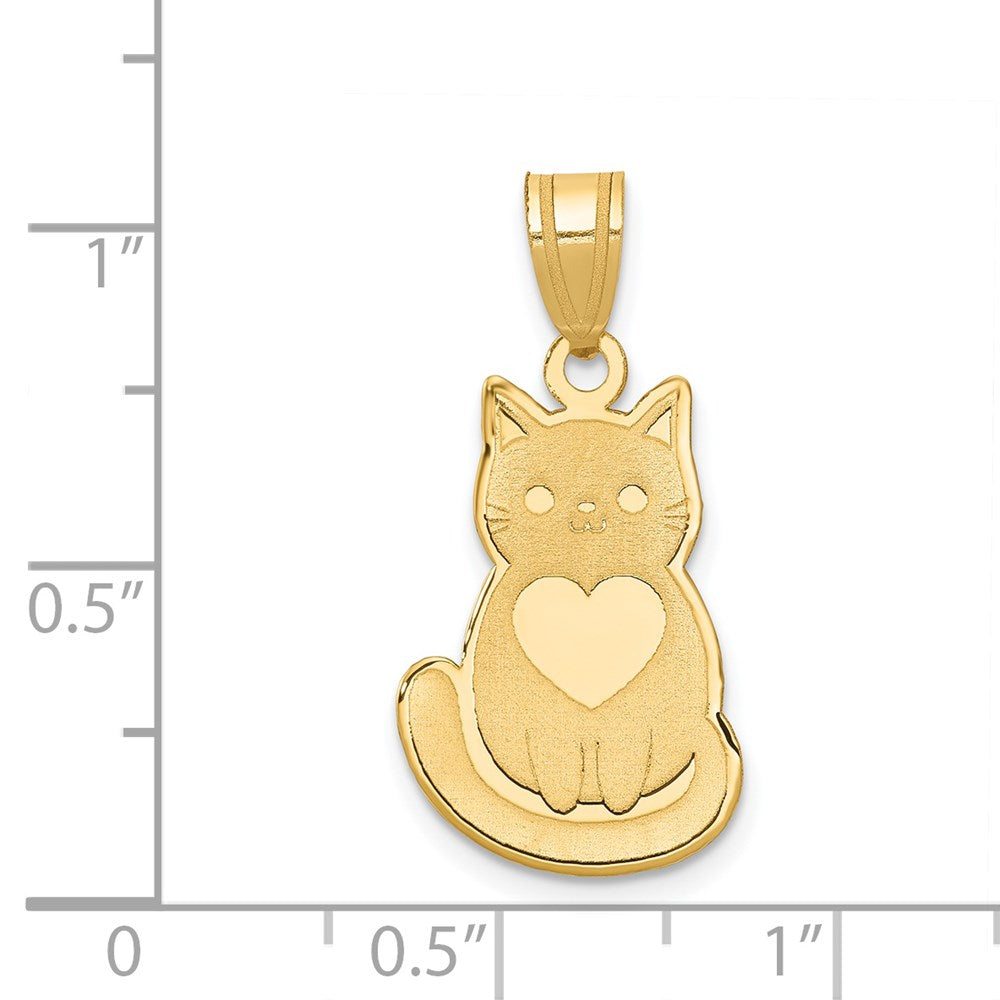 FJC Finejewelers 14 kt Yellow Gold Laser Cut Cat with Heart Charm 12 mm