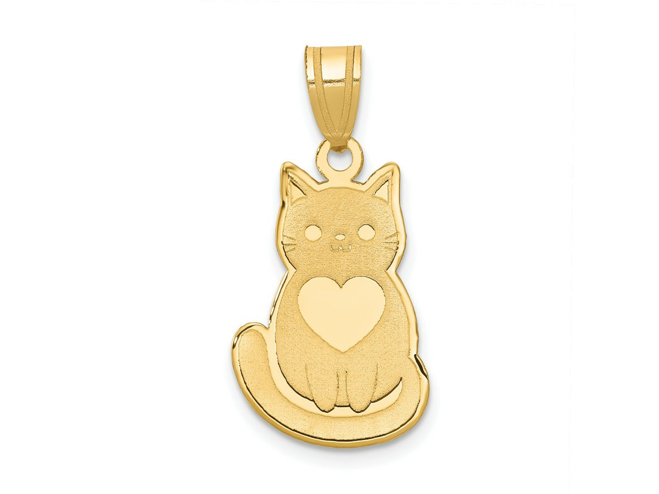 FJC Finejewelers 14 kt Yellow Gold Laser Cut Cat with Heart Charm 12 mm