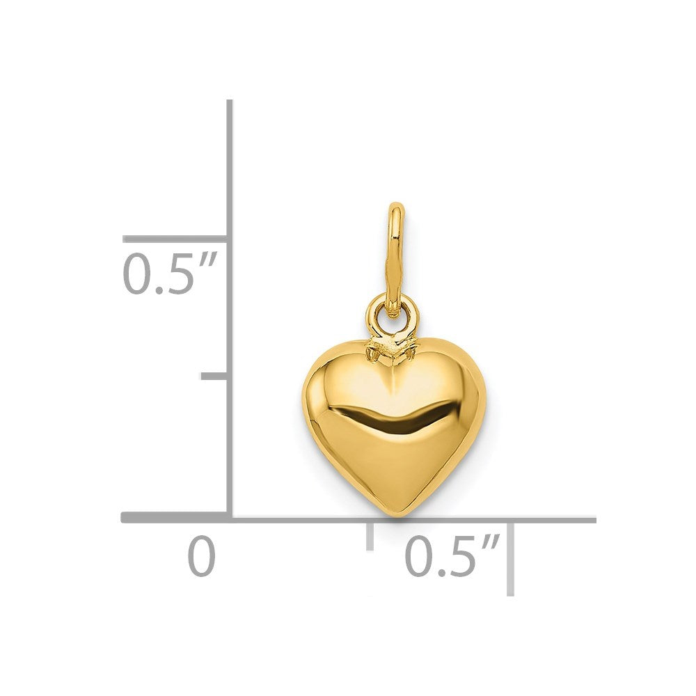 FJC Finejewelers 14 kt Yellow Gold Polished 3-D Puffed Heart Charm 8 mm