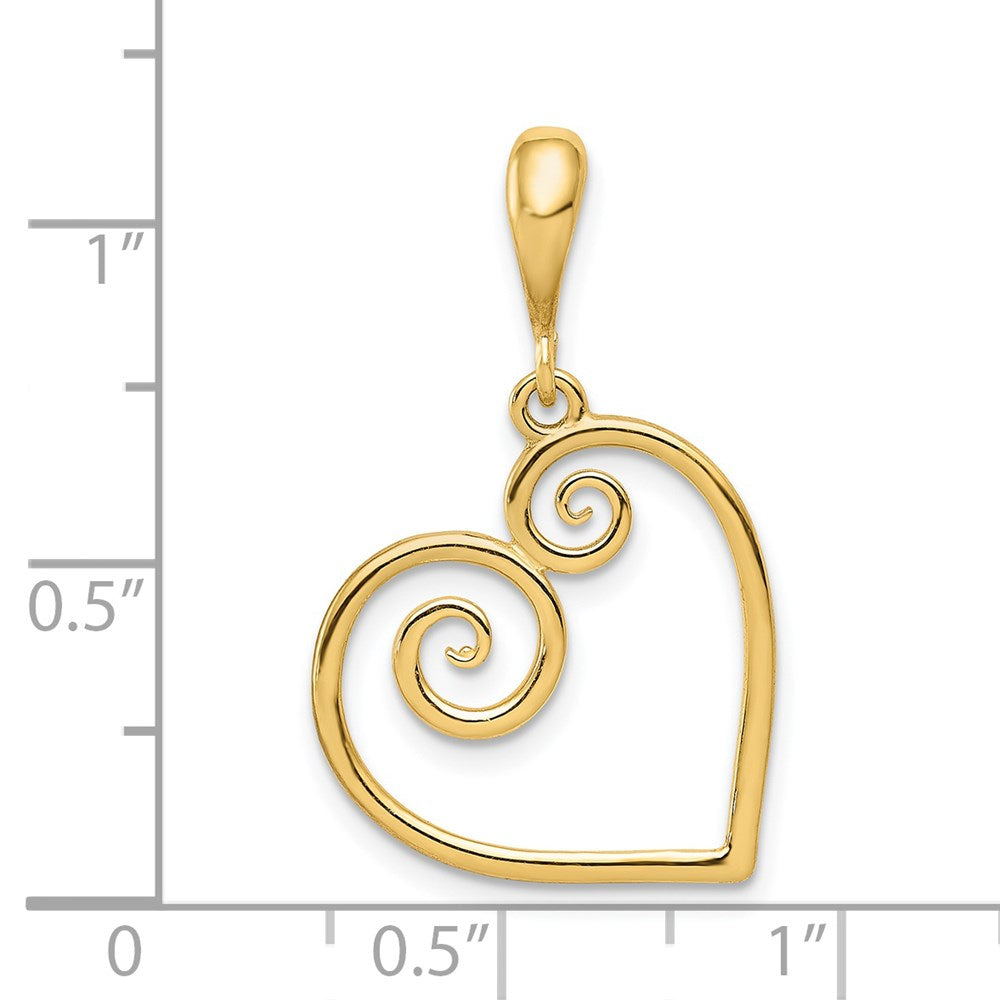 FJC Finejewelers 14 kt Yellow Gold Polished Swirl Heart Charm 16 mm
