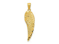 FJC Finejewelers 14 kt Yellow Gold Polished and Textured Angel Wing Charm 32 mm