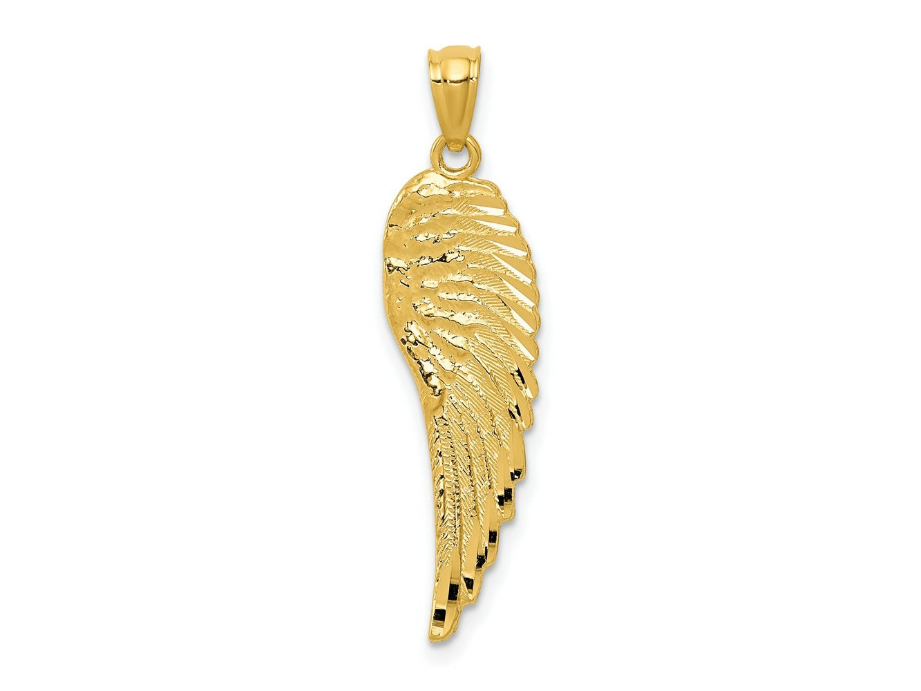 FJC Finejewelers 14 kt Yellow Gold Polished and Textured Angel Wing Charm 32 mm