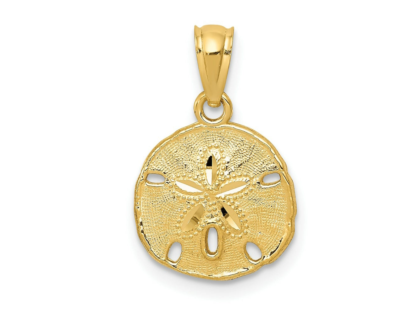 FJC Finejewelers 14 kt Yellow Gold Polished and Textured Sand Dollar Charm 17 mm x 11 mm