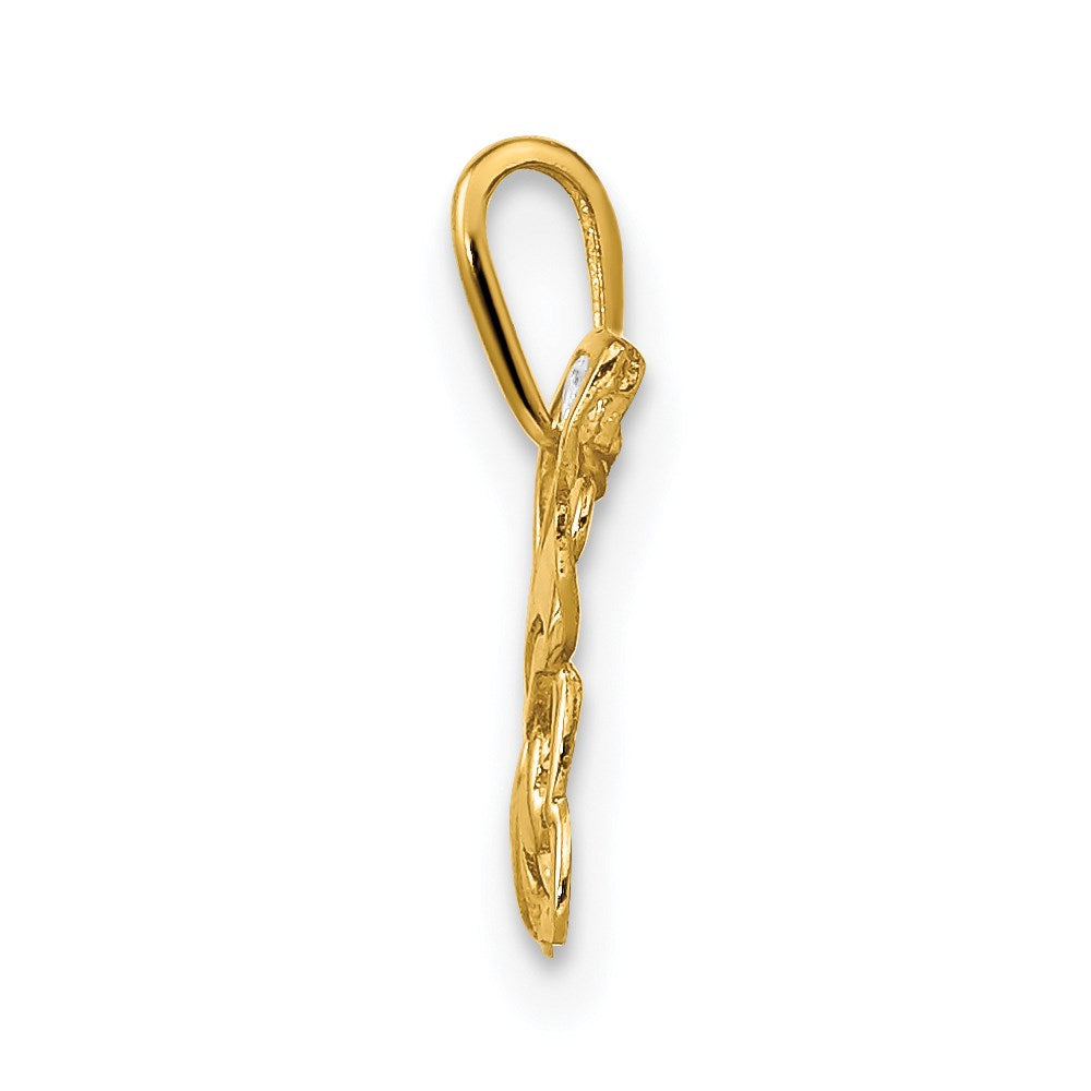 FJC Finejewelers 14 kt Yellow Gold Polished CZ Butterfly Charm 12 x 25 mm