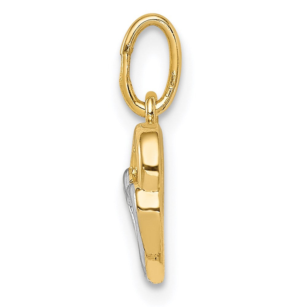 FJC Finejewelers 14 kt Yellow Gold and White Rhodium Polished Hearts Charm 8 mm
