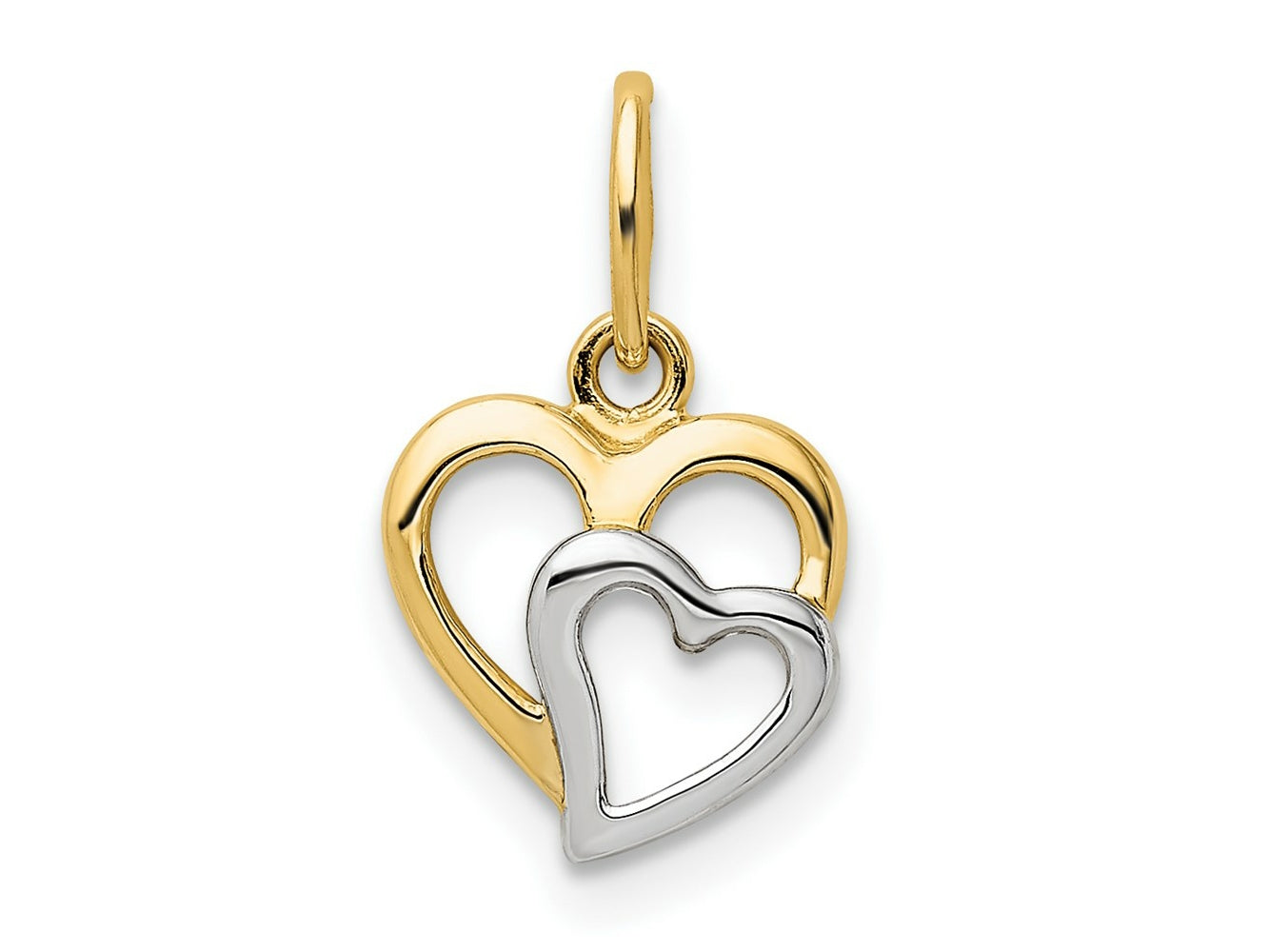 FJC Finejewelers 14 kt Yellow Gold and White Rhodium Polished Hearts Charm 8 mm