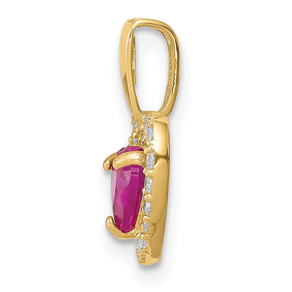 FJC Finejewelers 14 kt Yellow Gold Polished Red and Clear CZ Heart Charm 14 x 9 mm