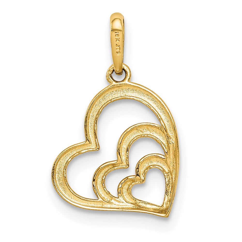 FJC Finejewelers 14 kt Yellow Gold with Rose and White Rhodium Polished 3 Hearts Charm 10 mm