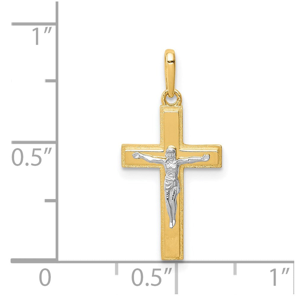 FJC Finejewelers 14 kt Two Tone Gold Crucifix Charm 21 x 10 mm