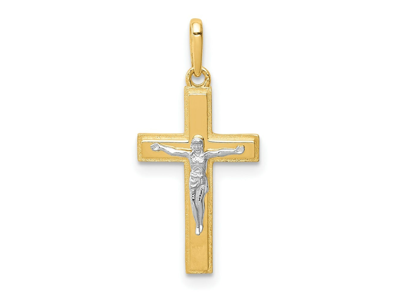 FJC Finejewelers 14 kt Two Tone Gold Crucifix Charm 21 x 10 mm