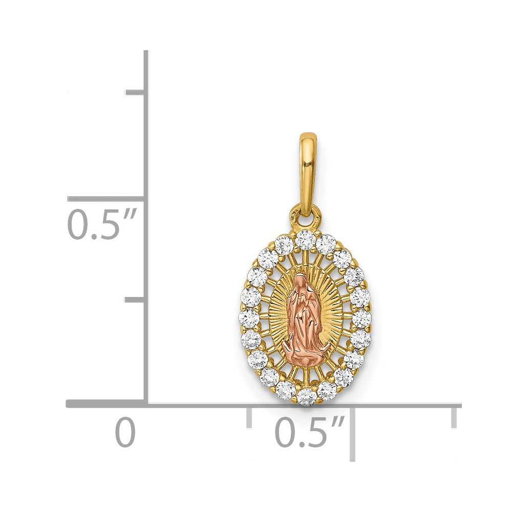 FJC Finejewelers 14 kt Two Tone Gold Our Lady of Guadalupe CZ Charm 17 x 8 mm