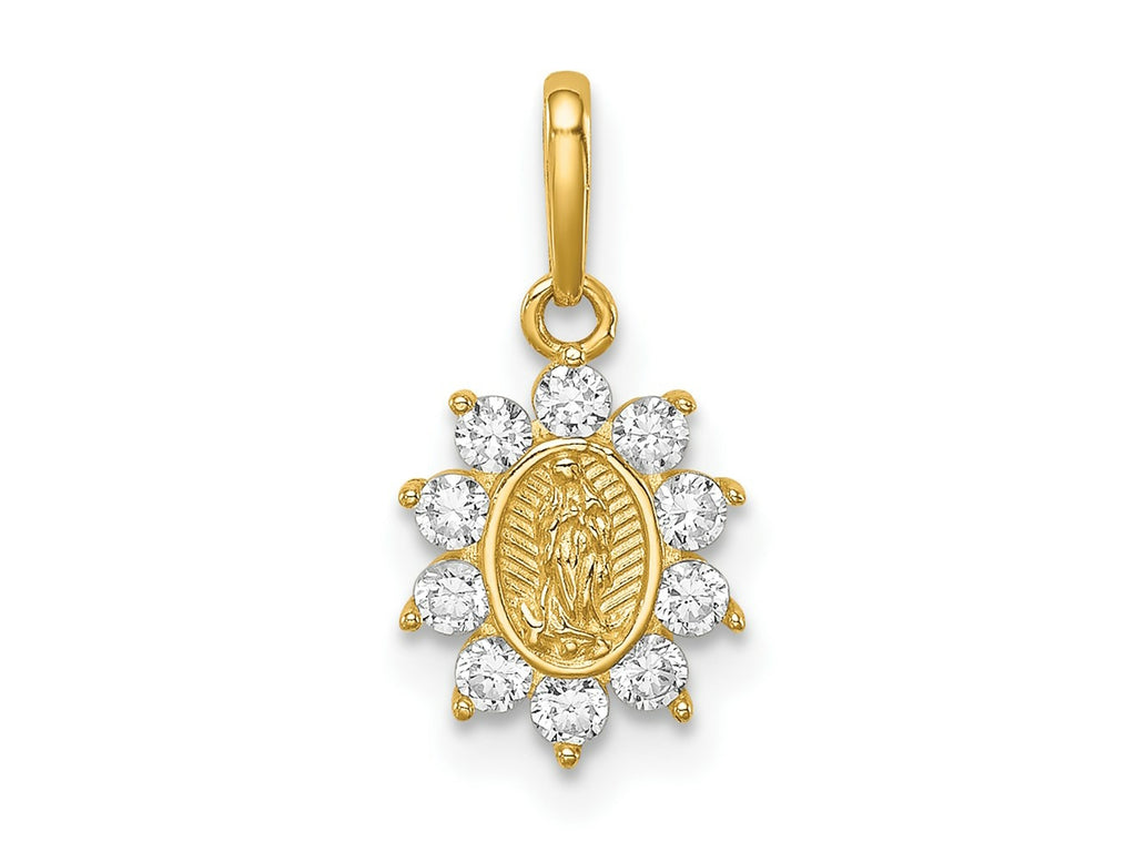 FJC Finejewelers 14 kt Yellow Gold Our Lady of Guadalupe CZ Charm 15 x 8 mm