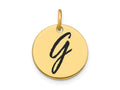 FJC Finejewelers 14 kt Yellow Gold Polished Black Enamel Letter G Initial Disk Charm 15 x 15 mm