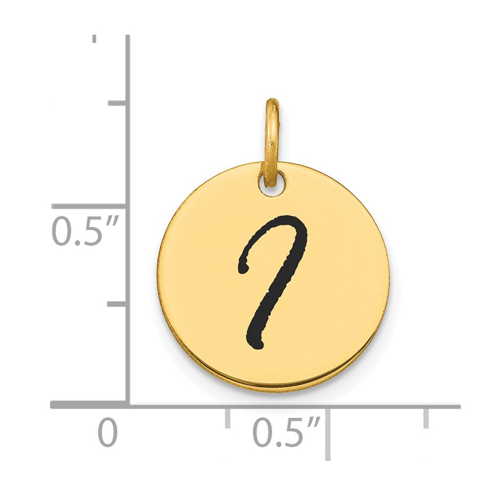 FJC Finejewelers 14 kt Yellow Gold Polished Black Enamel Letter I Initial Disk Charm 15 x 15 mm