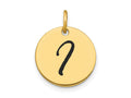 FJC Finejewelers 14 kt Yellow Gold Polished Black Enamel Letter I Initial Disk Charm 15 x 15 mm
