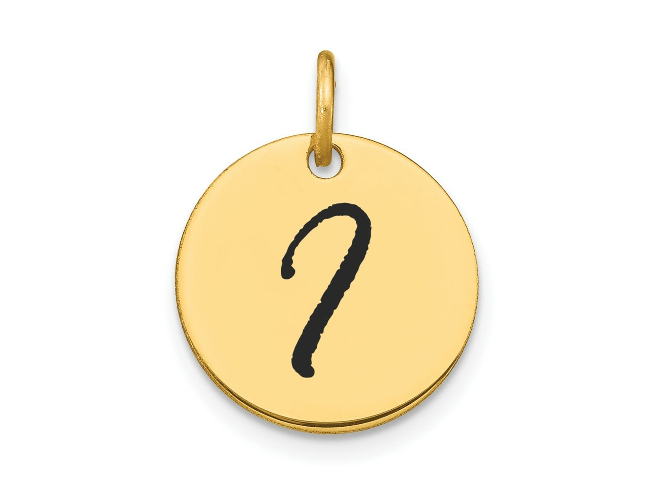 FJC Finejewelers 14 kt Yellow Gold Polished Black Enamel Letter I Initial Disk Charm 15 x 15 mm