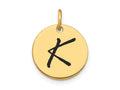 FJC Finejewelers 14 kt Yellow Gold Polished Black Enamel Letter K Initial Disk Charm 15 x 15 mm
