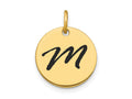 FJC Finejewelers 14 kt Yellow Gold Polished Black Enamel Letter M Initial Disk Charm 15 x 15 mm