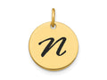 FJC Finejewelers 14 kt Yellow Gold Polished Black Enamel Letter N Initial Disk Charm 15 x 15 mm