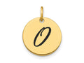 FJC Finejewelers 14 kt Yellow Gold Polished Black Enamel Letter O Initial Disk Charm 15 x 15 mm