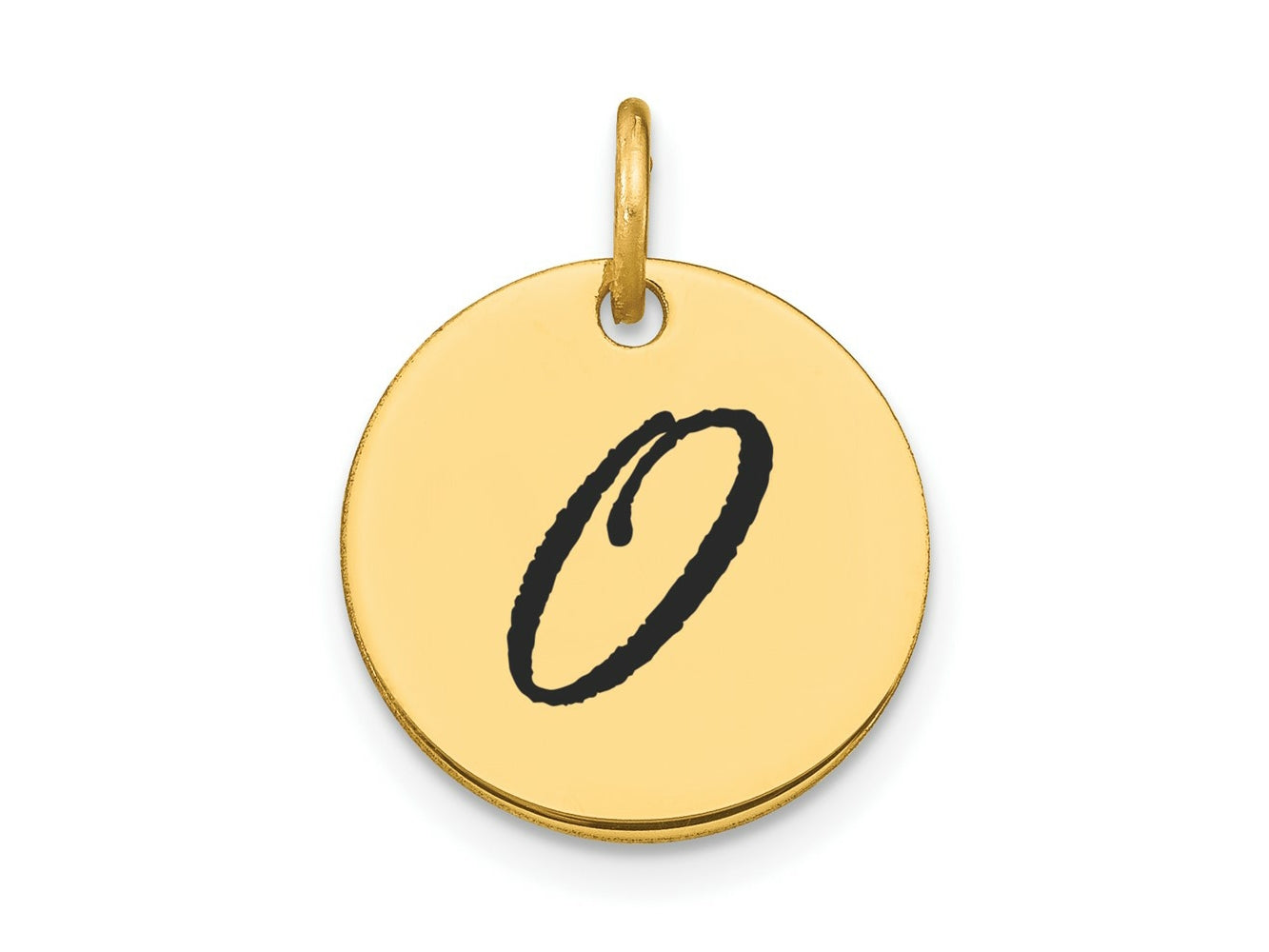 FJC Finejewelers 14 kt Yellow Gold Polished Black Enamel Letter O Initial Disk Charm 15 x 15 mm