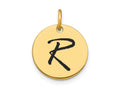FJC Finejewelers 14 kt Yellow Gold Polished Black Enamel Letter R Initial Disk Charm 15 x 15 mm