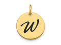 FJC Finejewelers 14 kt Yellow Gold Polished Black Enamel Letter W Initial Disk Charm 15 x 15 mm