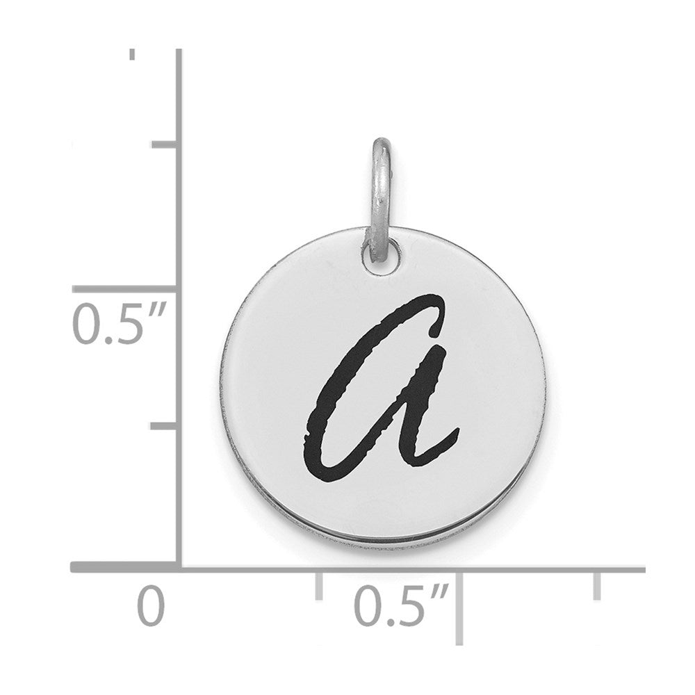 FJC Finejewelers 14 kt White Gold Polished Black Enamel Letter A Initial Disk Charm 15 x 15 mm