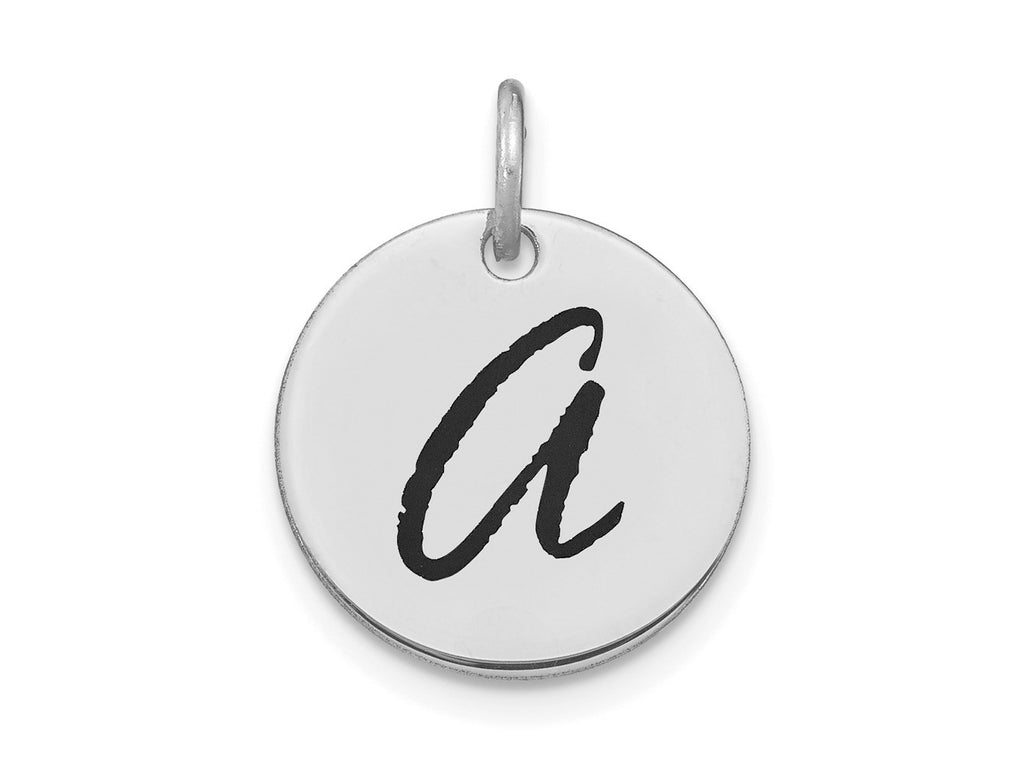 FJC Finejewelers 14 kt White Gold Polished Black Enamel Letter A Initial Disk Charm 15 x 15 mm