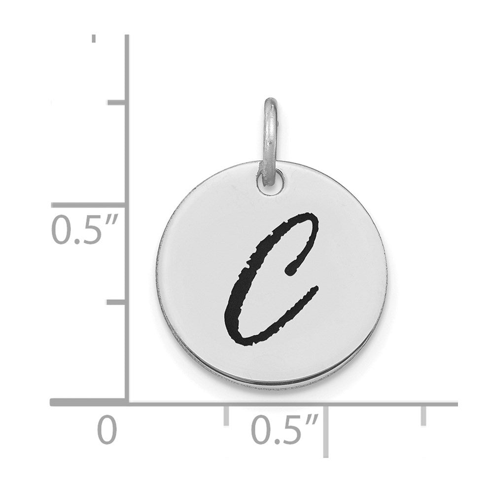 FJC Finejewelers 14 kt White Gold Polished Black Enamel Letter C Initial Disk Charm 15 x 15 mm
